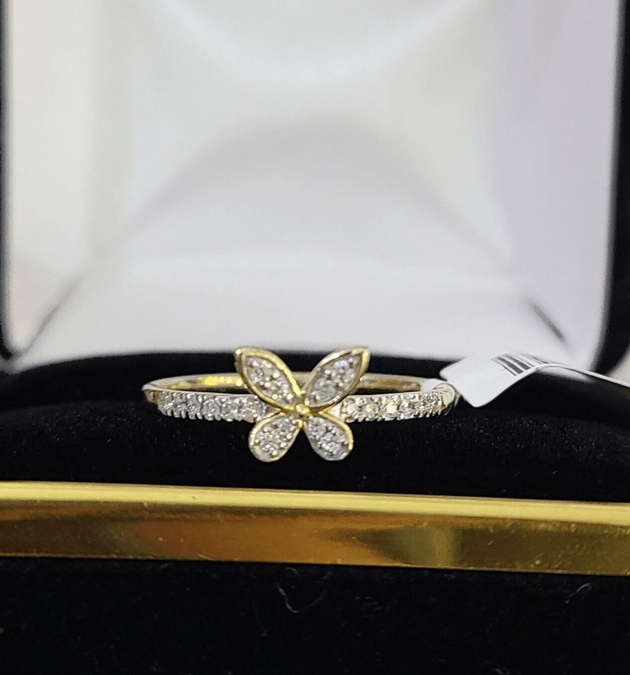 Real 10k Diamond Ladies Ring Butterfly Yellow Gold Women Casual Genuine - GoldenlinQ